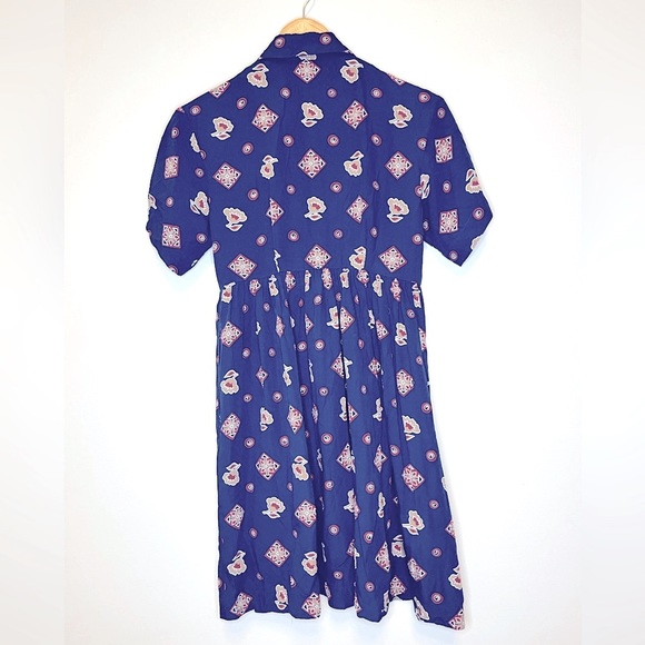 Liz Claiborne Navy Geometric Button Up Dress - Picture 4 of 4